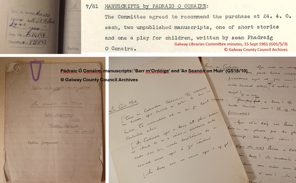 From the #Archives: Marking @SeachtainnaGaeilge our image is of 2 handwritten stories in Irish, from Pádraic Ó Conaire, 'Barr m’Ordóige' and 'An Seanóir on Muir' (GS18/10). For more visit our online catalogue @ galway.ie/Archives/AIS6/  <a href="/ARAIreland/">ARA Ireland</a>  #lovearchives #SnaG25