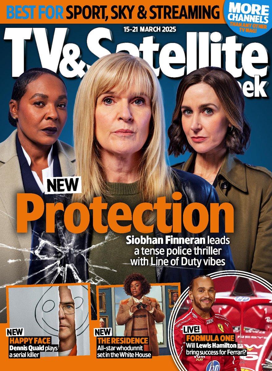 Out today! The new issue of TV &amp; Satellite Week with taut new <a href="/ITV/">ITV</a> drama #Protection starring Siobhan Finneran, Nadine Marshall &amp; <a href="/katherine_kelly/">Katherine Kelly</a>. Plus #HappyFace #TheResidence #Formula1 &amp; more! On sale now in print or digitally. Save with a subscription: tvsatsubs.com/DJ22A