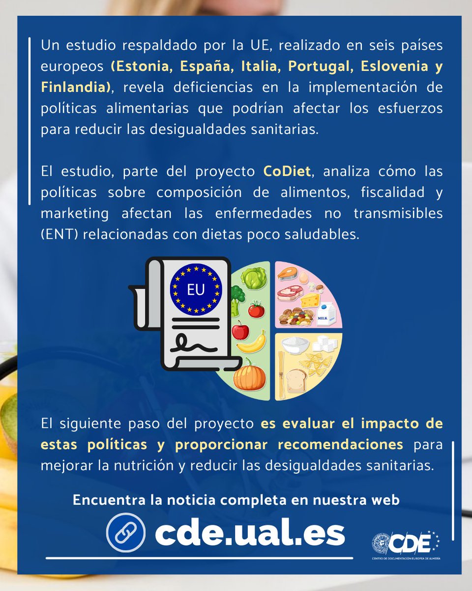 Centro de Documentación Europea de Almería 🇪🇺 (@cdeualmeria) on Twitter photo ¿Son eficientes las políticas alimentarias en la UE?🇪🇺🍉🍞🥩
Un estudio de <a href="/CoDietEU/">CoDiet</a> revela posibles deficiencias🧫🔬
🔗lc.cx/5ecWOj
<a href="/CORDIS_EU/">EU Research Results</a> <a href="/ComisionEuropea/">Comisión Europea en España</a> <a href="/EU_Commission/">European Commission</a>
#Noticias #Actualidad #UE ¿Son eficientes las políticas alimentarias en la UE?🇪🇺🍉🍞🥩
Un estudio de <a href="/CoDietEU/">CoDiet</a> revela posibles deficiencias🧫🔬
🔗lc.cx/5ecWOj
<a href="/CORDIS_EU/">EU Research Results</a> <a href="/ComisionEuropea/">Comisión Europea en España</a> <a href="/EU_Commission/">European Commission</a>
#Noticias #Actualidad #UE