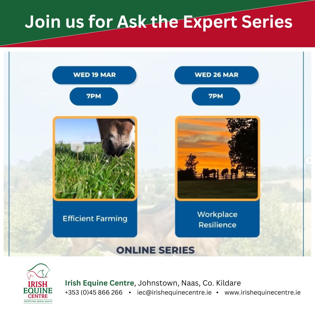 ITBA's Ask the Expert series 2025 starts this month with Alan Creighton, IEC's Head of Environment &amp; Nutrition - talking about Efficient Farming. Please pre-register with ITBA for this event 
#irishbreeders #irishfarm #irishequine