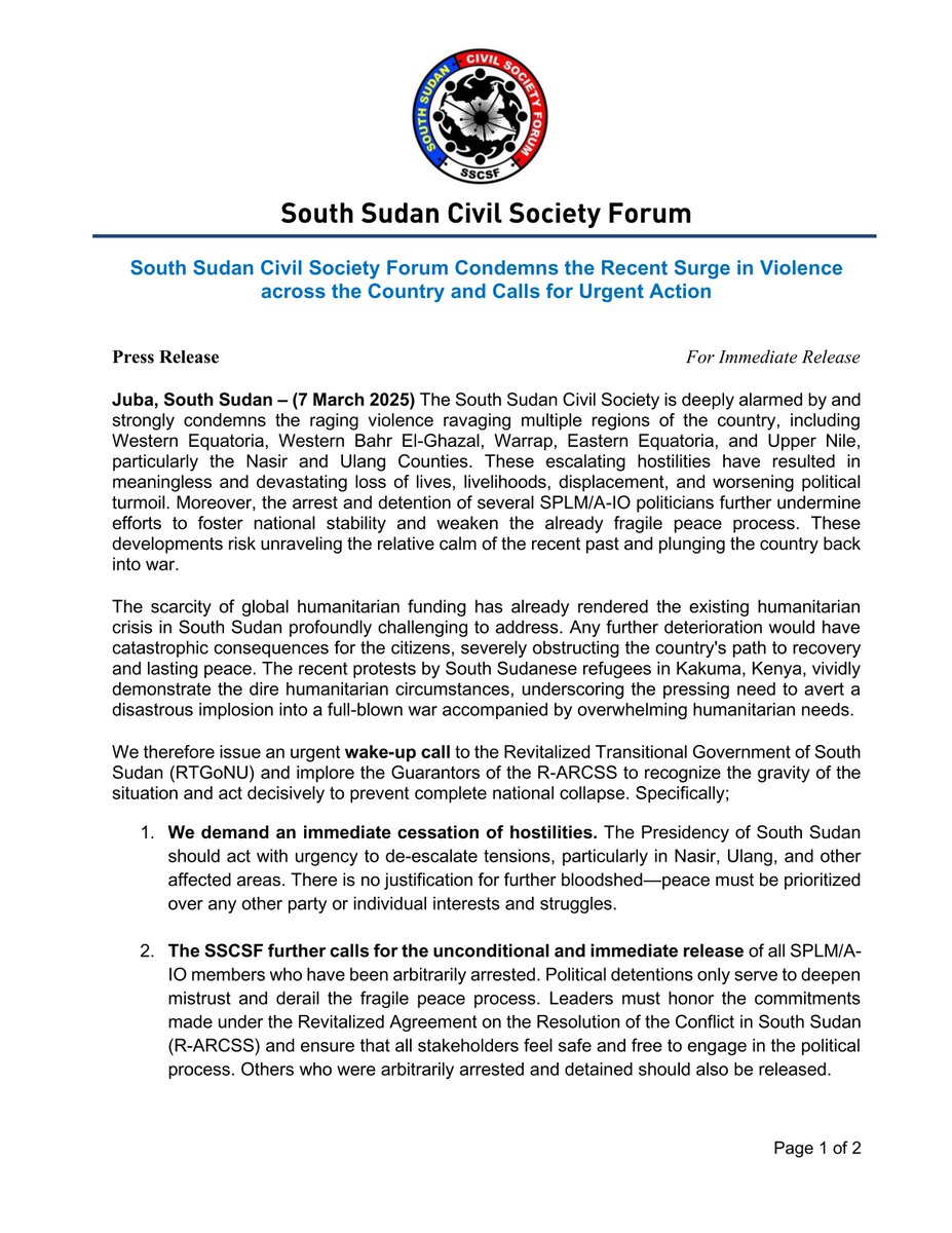 Civil Society Forum SSD tweet media