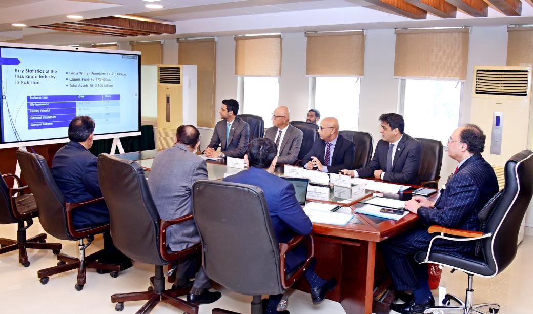 Finance Minister Senator Muhammad Aurangzeb held a meeting with CEOs of leading insurance companies to discuss the sector’s growth and policy measures for its development at the Finance Division, today.