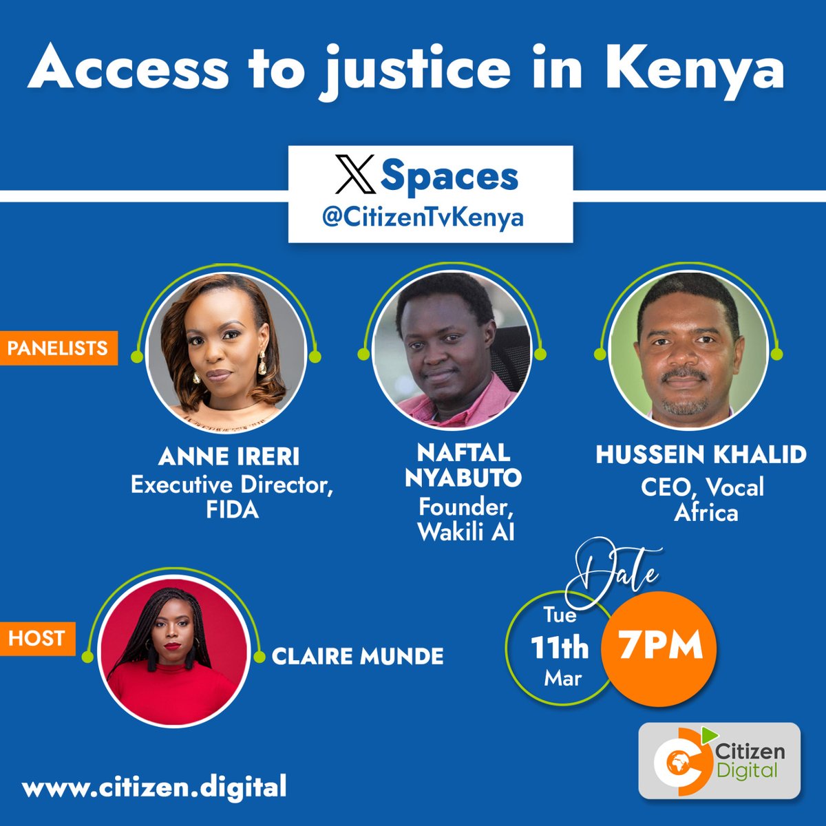 FIDA-Kenya (@fidakenya) on Twitter photo Tune in tomorrow at 7:00 PM as our Executive Director,
<a href="/Awireri/">WakiliWambeti</a> and other panelists discuss Access to Justice in Kenya on <a href="/citizentvkenya/">Citizen TV Kenya</a> X Spaces. Tune in tomorrow at 7:00 PM as our Executive Director,
<a href="/Awireri/">WakiliWambeti</a> and other panelists discuss Access to Justice in Kenya on <a href="/citizentvkenya/">Citizen TV Kenya</a> X Spaces.