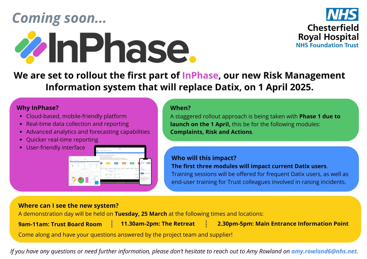 Exciting times ahead... new Trust Risk Management Information System set to launch with phase 1 on the 1st April! 
Don't miss out on our demonstration day on the 25th March to see the new system!