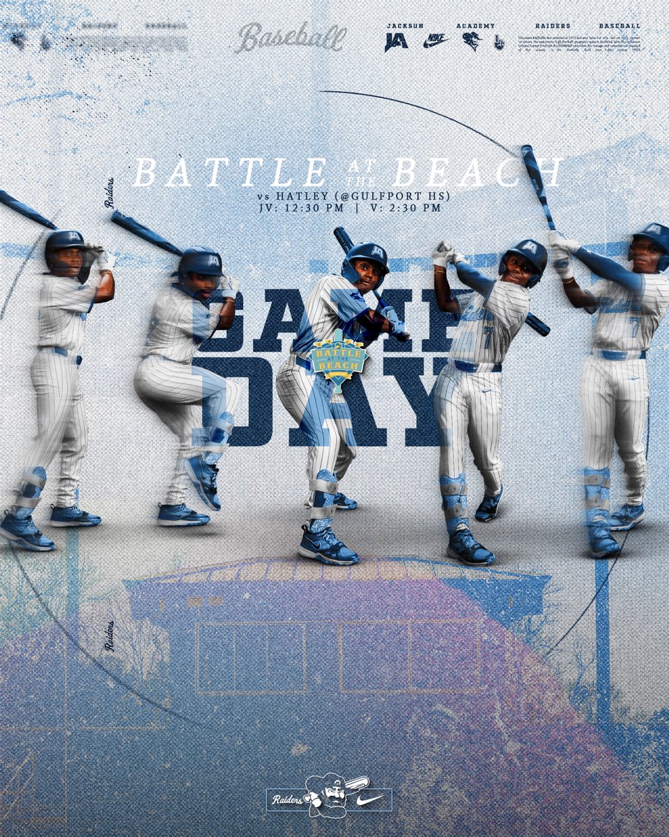 JA Raider Baseball (@jaraiderbsb) on Twitter photo JA Baseball heads to the Gulf Coast today as the Raiders take part in the annual <a href="/BattleBeachBlx/">Battle At The Beach</a>
Today they will take on Hatley in a JV/Varsity Doubleheader at Gulfport HS. Both games will be featured on The Raider Network.
JV - 12:30pm
V - 2:30pm
#NewEra
#WeAreJA
#BATB25 JA Baseball heads to the Gulf Coast today as the Raiders take part in the annual <a href="/BattleBeachBlx/">Battle At The Beach</a>
Today they will take on Hatley in a JV/Varsity Doubleheader at Gulfport HS. Both games will be featured on The Raider Network.
JV - 12:30pm
V - 2:30pm
#NewEra
#WeAreJA
#BATB25