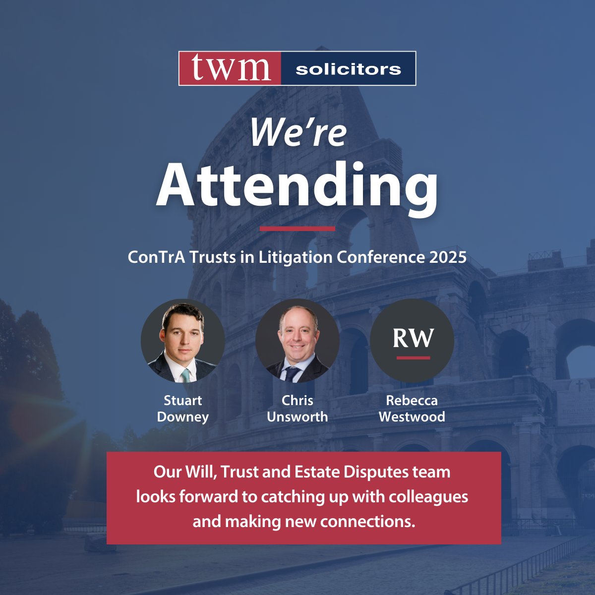 Our Will, Trust &amp; Estate Disputes team is attending the 𝘛𝘳𝘶𝘴𝘵𝘴 𝘪𝘯 𝘓𝘪𝘵𝘪𝘨𝘢𝘵𝘪𝘰𝘯 conference, 19-21 March 2025 in Rome! We're excited to stay updated on trends &amp; best practices in trust &amp; estate litigation. 

#TrustsInLitigation #EstateDisputes