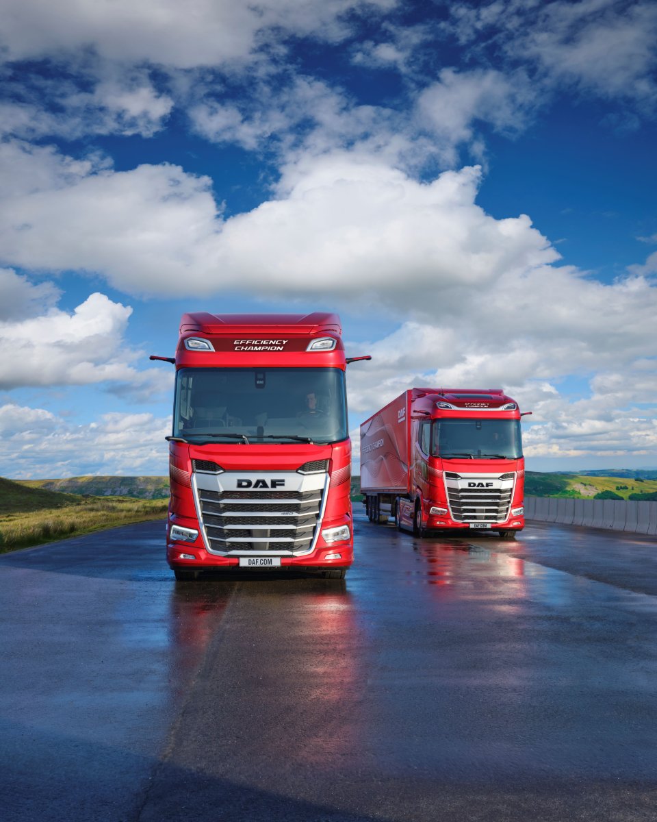 DAFTrucksUK's tweet photo. Meet our Efficiency Champions! Every DAF tractor and rigid for long-haul transport can be configured as an Efficiency Champion. 🔥
Find out more: --> https://t.co/g1f9rb0aQj
#DAF #DAFTrucks #Trucks #Trucking #EfficiencyChampion #FuelEfficiency #CO2Emissions https://t.co/ul2gJ8oJzL
