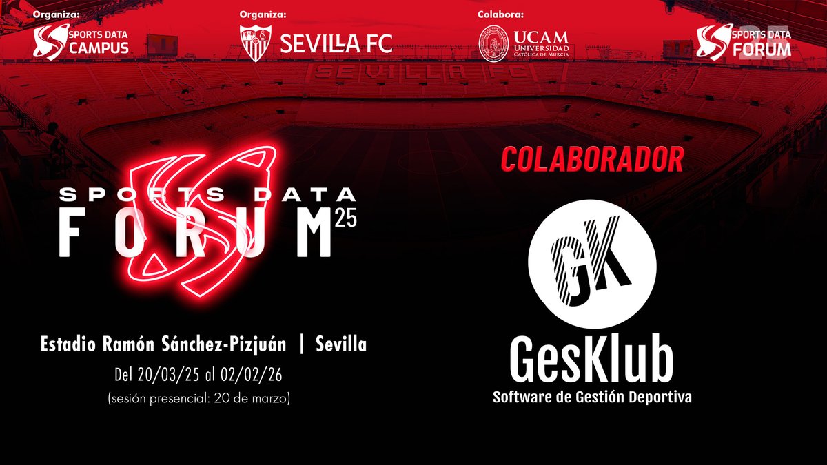 GesKlub colaborará con <a href="/SportsDataCamp/">SPORTS DATA CAMPUS</a> en el próximo Sport Data Forum 25! 

¡Plazas limitadas! Consigue tu entrada aquí 📷 forum.sportsdatacampus.com 

#SDForum25 #SportsDataCampus #GesKlub  #SevillaFC
