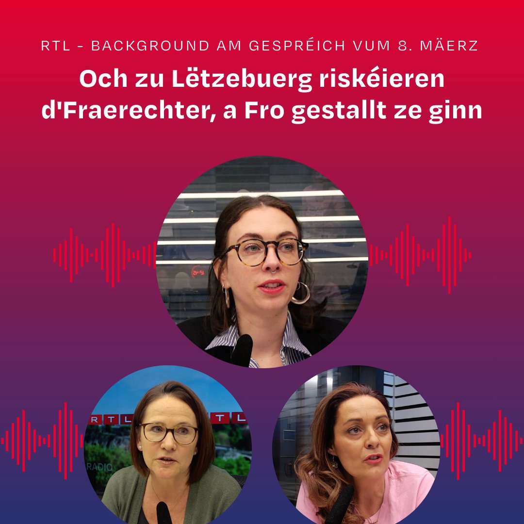 D'Milena Steinmetzer, OGBL-Zentralsekretärin zoustänneg e.a. fir den OGBL Equality, war e Samschden mat der Ministesch Yuriko Backes an der Presidentin vun der Associatioun “La voix des survivant(e)s“ Anna Pinto, am Background am Gespréich op RTL-Radio: rtl.lu/radio/backgrou…