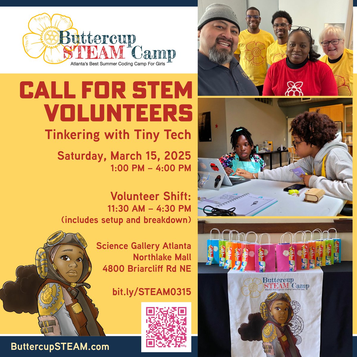 buttercupsteam's tweet image. Join us for an exciting Raspberry Pi Jam as part of the Atlanta Science Festival! We’re looking for enthusiastic volunteers to help make this event a success

Volunteer Form
bit.ly/STEAM0315

#AtlantaScienceFestival #YouthEmpowerment #STEMEducation #FreeEvent