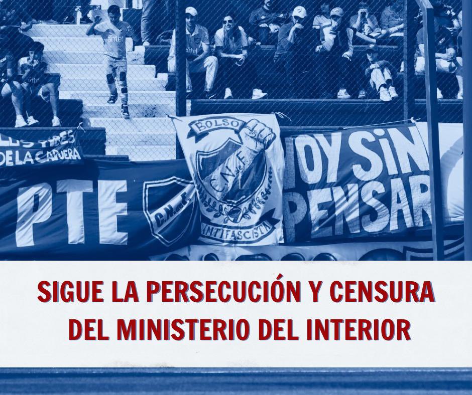 El 1ero de febrero pasado, desde nuestras cuentas publicamos una denuncia de persecusión por parte del Ministerio del Interior hacia un integrante de nuestro colectivo, que fue metido en la lista de impedidos a ingresar a la cancha por el simple hecho de colgar nuestra bandera.