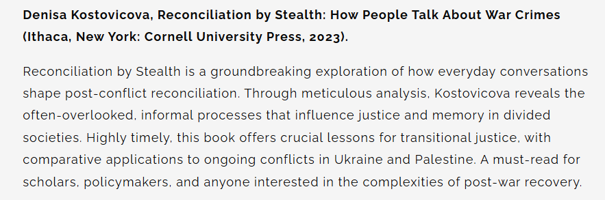 Denisa Kostovicova 🦋 @denisakost.bsky.social (@denisakost) on Twitter photo 🎉I’m delighted to share that my <a href="/CornellPress/">Cornell University Press</a> book Reconciliation by Stealth has received Honourable Mention for this year’s George Blazyka Prize in East European Studies awarded by the British Association for Slavonic and East European Studies <a href="/BASEES/">BASEES</a> !
<a href="/LSEEI/">LSE European Institute</a> <a href="/LSEE_LSE/">LSEE-Research on SEE</a> 🎉I’m delighted to share that my <a href="/CornellPress/">Cornell University Press</a> book Reconciliation by Stealth has received Honourable Mention for this year’s George Blazyka Prize in East European Studies awarded by the British Association for Slavonic and East European Studies <a href="/BASEES/">BASEES</a> !
<a href="/LSEEI/">LSE European Institute</a> <a href="/LSEE_LSE/">LSEE-Research on SEE</a>