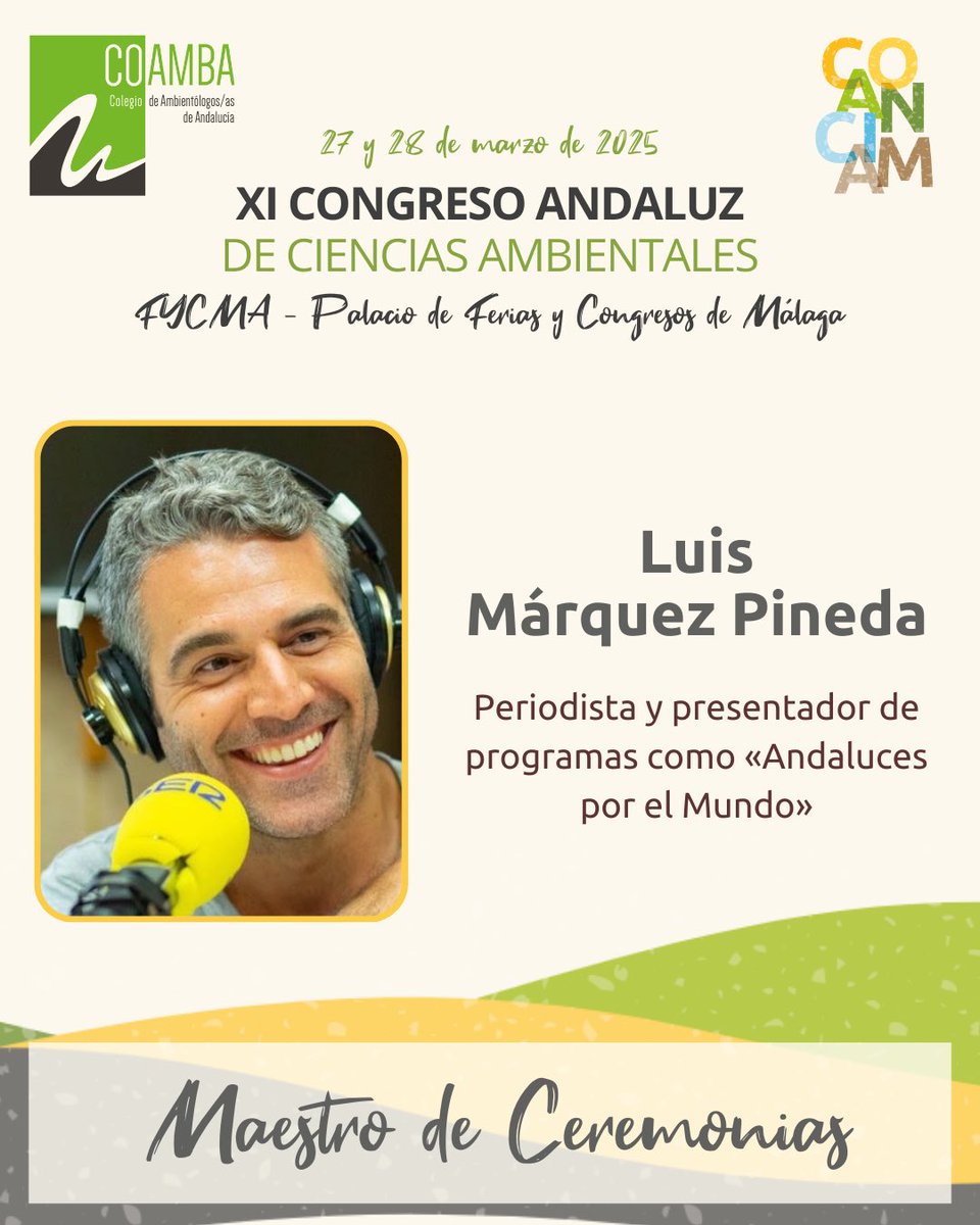 🌿 Damos la bienvenida al maestro de ceremonias del evento ambiental del año, COANCIAM 🌿 Nos complace presentar a <a href="/LuisMarquezP/">Luis Márquez</a> 

No pierdas la oportunidad de aprender de los mejores en el evento sostenible del año 
coamba.es/coanciam/inscr…