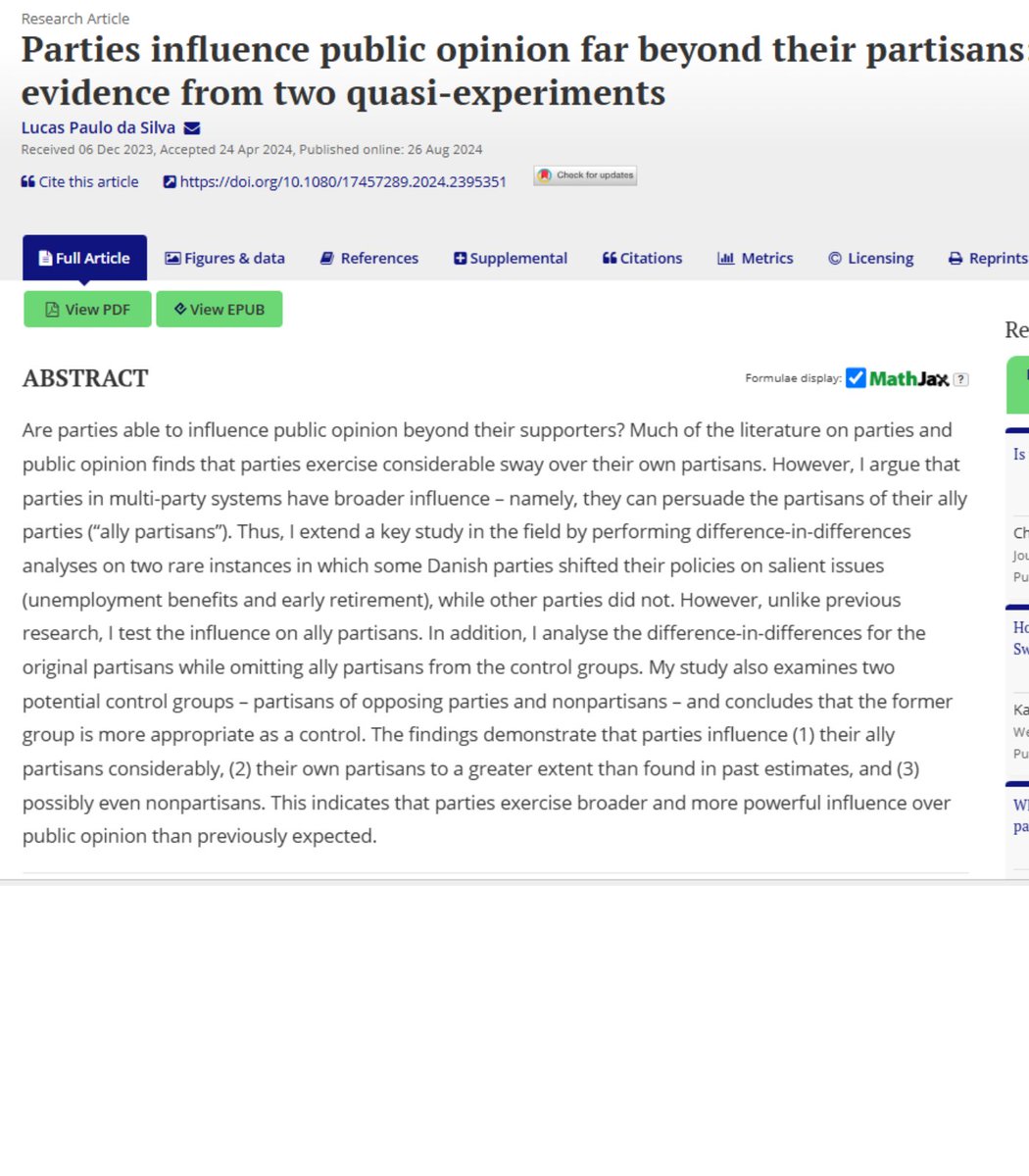 TCD Political Science (@tcdpoliticalsci) on Twitter photo 🔍New Research ✍️
PhD Researcher <a href="/Lucas_P_daSilva/">Lucas Paulo da Silva</a> has published an article with The Journal of Elections, Public Opinion and Parties (<a href="/tandfonline/">Taylor & Francis Research Insights</a>).
Read the article 👉tinyurl.com/2yv98ak6
@TCD_SSP #politicalscience <a href="/TrinityResearch/">Trinity Research</a> 🔍New Research ✍️
PhD Researcher <a href="/Lucas_P_daSilva/">Lucas Paulo da Silva</a> has published an article with The Journal of Elections, Public Opinion and Parties (<a href="/tandfonline/">Taylor & Francis Research Insights</a>).
Read the article 👉tinyurl.com/2yv98ak6
@TCD_SSP #politicalscience <a href="/TrinityResearch/">Trinity Research</a>