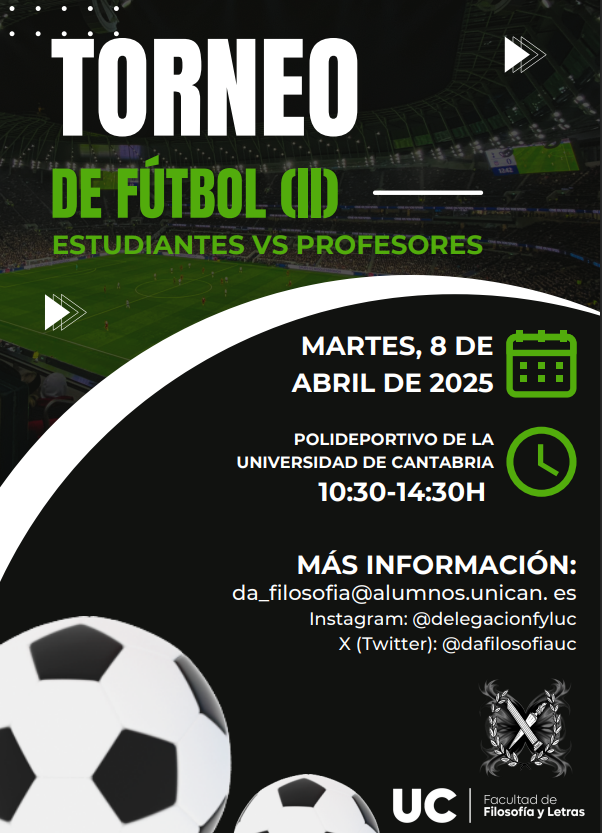 ⚽️⚽️⚽️
Ya que os gustó mucho el año pasado...
¡¡¡este año repetimos el Torneo de Futbol de la Semana Cultural!!!
Podéis inscribiros en equipos mixtos de 5 personas (podéis llevar cambios)
Si estáis interesados contactad con nosotros :)
⚽️⚽️⚽️