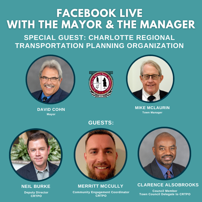 Facebook Live with <a href="/CLTRegionalTPO/">CRTPO</a> is this Thursday, March 13, @ 1pm We’ll discuss:
· What CRTPO is &amp; its role in transportation planning in the region?
· How towns receive funding for transportation projects.
· Opportunities for residents to get involved in the planning process.