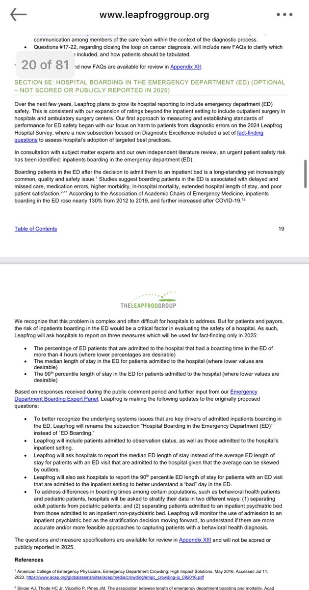 Amy Faith Ho, MD MPH (@amyfaithho) on Twitter photo It is 2025, and * bless * 🙏, #EDboarding (actually, “HOSPITAL Boarding in the ED”‼️ to be exact) is FINALLY part of a key hospital safety rating… @leapfroggroup
I feel so seen.
<a href="/ACEPNation/">ACEP Members</a> <a href="/EmergencyDocs/">Emergency Physicians</a>
leapfroggroup.org/sites/default/… It is 2025, and * bless * 🙏, #EDboarding (actually, “HOSPITAL Boarding in the ED”‼️ to be exact) is FINALLY part of a key hospital safety rating… @leapfroggroup
I feel so seen.
<a href="/ACEPNation/">ACEP Members</a> <a href="/EmergencyDocs/">Emergency Physicians</a>
leapfroggroup.org/sites/default/…