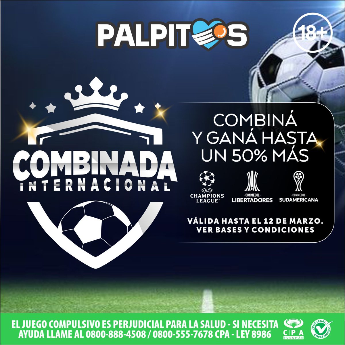 ¡Palpitá con la promo #CombinadaInternacional en <a href="/Palpitosok/">Pálpitos</a>! Podés ganar hasta un 50% más.  jugá aquí 👉🏻 lc.cx/bO2Lwm