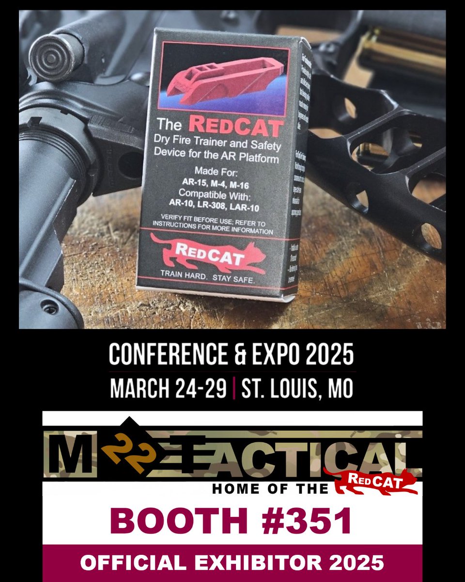 M22Tactical's tweet photo. Tired of racking the bolt every. single. time. you dry-fire? 😤

We hear you. That’s why we created the RedCat – a simple tool that makes AR dry-fire realistic, safe, and effective. 

#ILEETA2025 #RedCatDryFireTraining #TrainHardStaySafe #LawEnforcementTraining #DryFireTraining https://t.co/I0AWfUA1MO