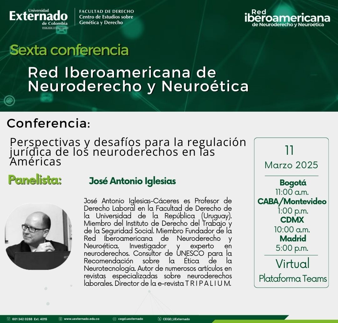 Nos complace invitarles a nuestro próximo evento "Perspectivas y desafíos para la regulación jurídica de los neuroderechos en las Américas" con nuestro invitado José Antonio Iglesias <a href="/tripaliumsite/">T R I P A L I U M</a>. Será este martes 11 de marzo: events.teams.microsoft.com/event/849f2ccb…