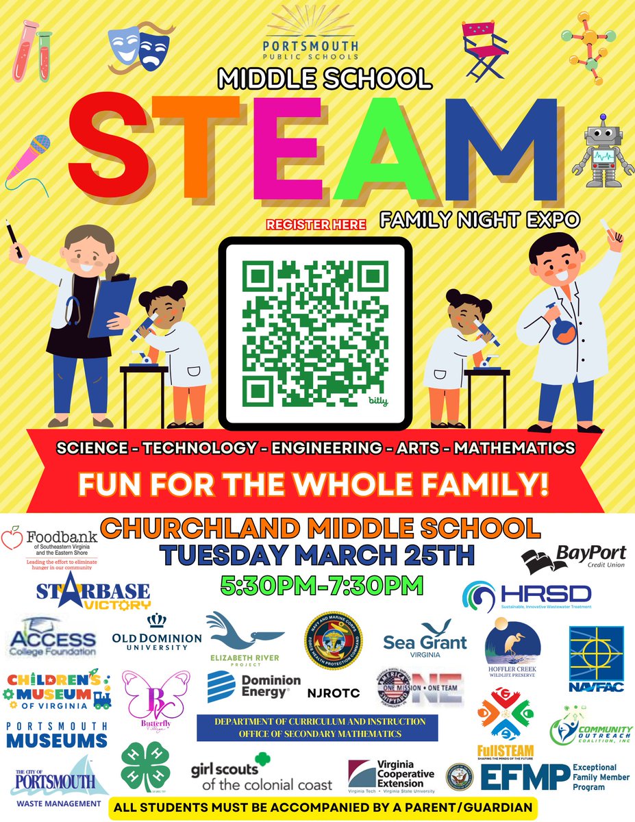 Velverlee (@wms_liaison) on Twitter photo Join PPS Middle School F.A.C.E. Liaisons' March 25th at Churchland Middle School from 5:30pm-7:30pm for educational night based around the principles of STEAM for the whole family. With over 20+ vendors. Come have a "STEAM"-tastic time! <a href="/PortsVASchools/">Portsmouth Schools</a> <a href="/ebracyPPS/">Dr. Elie Bracy III</a> <a href="/cavalier_corner/">Cavalier Corner</a> Join PPS Middle School F.A.C.E. Liaisons' March 25th at Churchland Middle School from 5:30pm-7:30pm for educational night based around the principles of STEAM for the whole family. With over 20+ vendors. Come have a "STEAM"-tastic time! <a href="/PortsVASchools/">Portsmouth Schools</a> <a href="/ebracyPPS/">Dr. Elie Bracy III</a> <a href="/cavalier_corner/">Cavalier Corner</a>