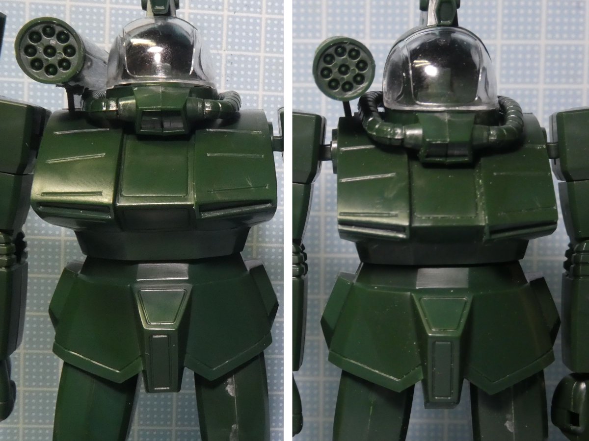 Yuji4096's tweet image. まずは胸部両サイドを約1.5㎜ずつ幅詰め
もう少し詰めるかも
迷ってます
胸が前に出過ぎな印象なので接着面でも
約3㎜幅詰め
#ソルティック
#ラウンドフェイサー
#ダグラム