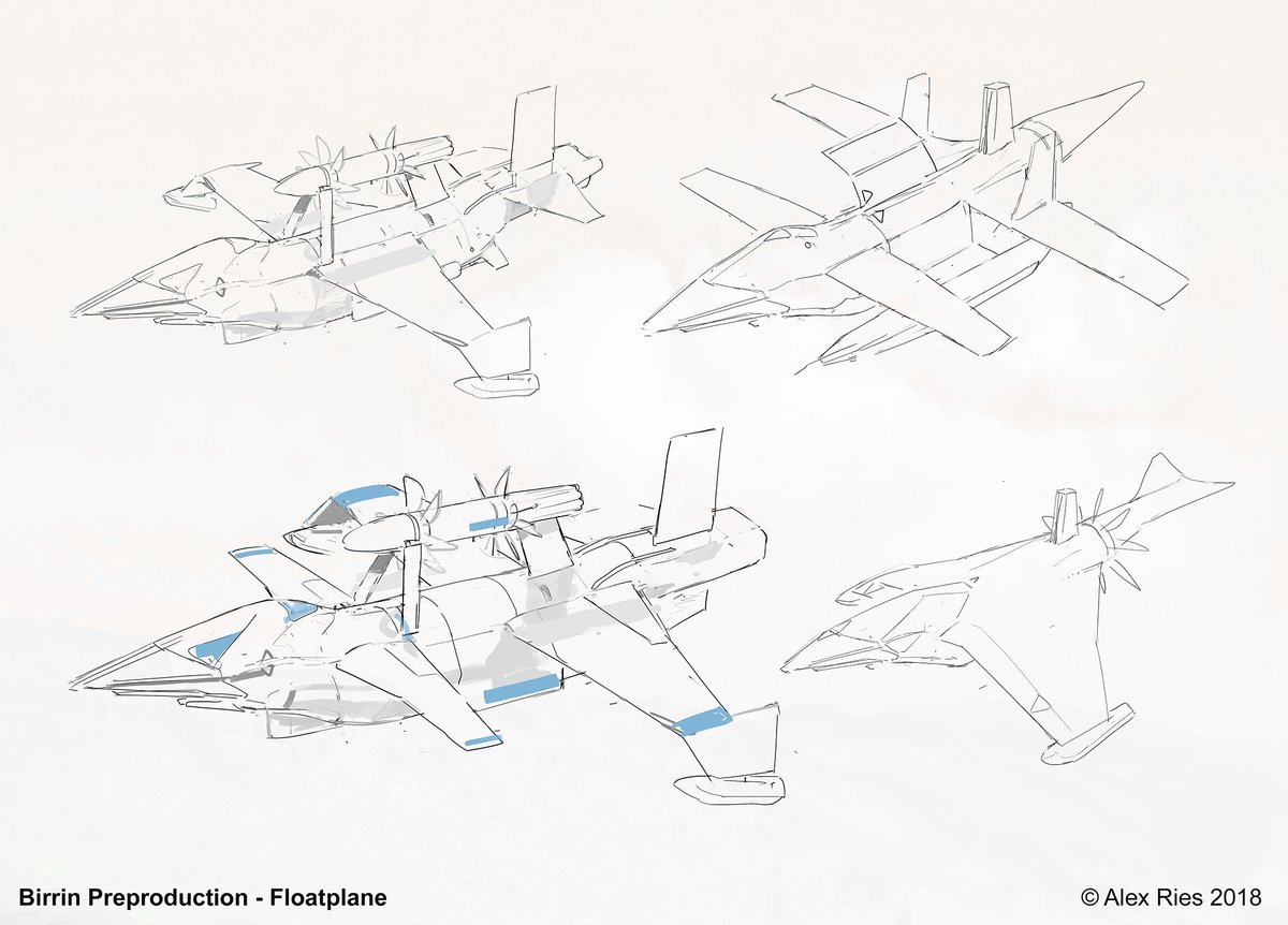 alexriesart's tweet photo. The 'puddlejumper' used to explore Capital Inlet, along with sketches I  did as part of the design process.   

Mother, the pilot, is particularly proud of the wings, crafted as they  are from local wood over a hand (and beak) bent steel frame. https://t.co/58zysGNcEu