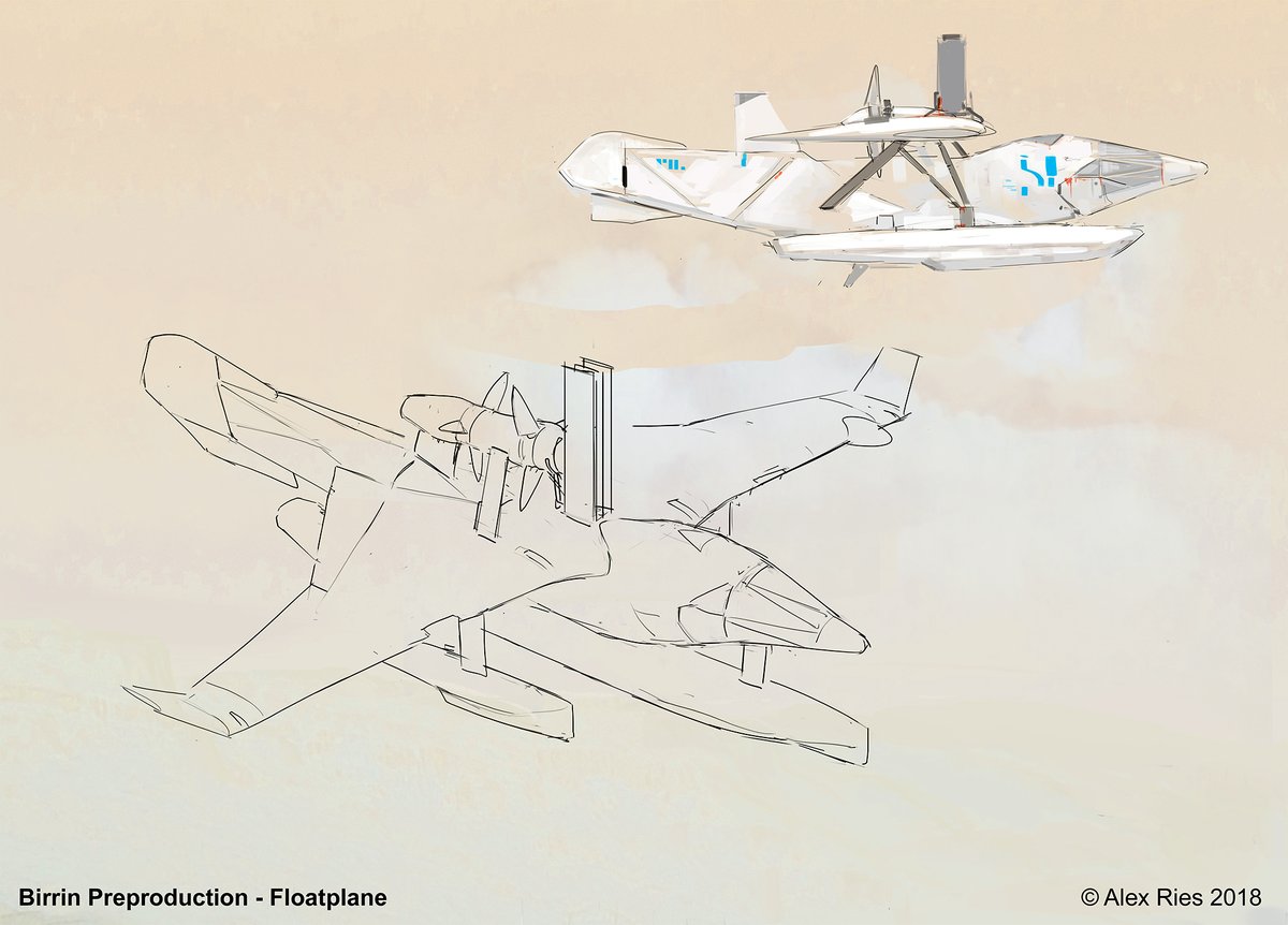 alexriesart's tweet photo. The 'puddlejumper' used to explore Capital Inlet, along with sketches I  did as part of the design process.   

Mother, the pilot, is particularly proud of the wings, crafted as they  are from local wood over a hand (and beak) bent steel frame. https://t.co/58zysGNcEu