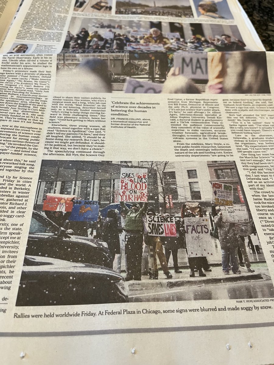 Chicago scientists standing up for science on March 7th !   In NY Times Monday morning.   Thanks to you all.