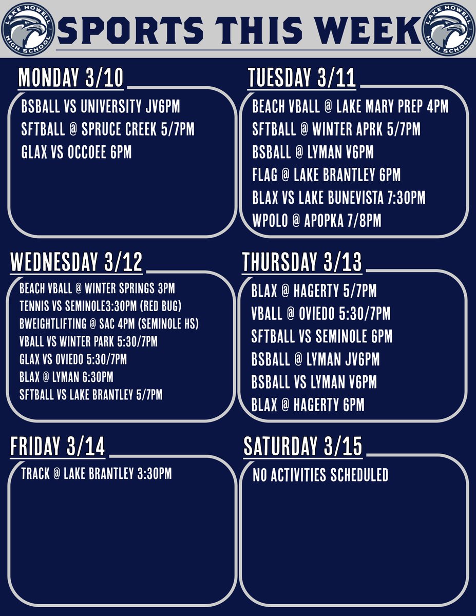 Lake Howell Athletics (@lhhs_athletics) on Twitter photo This Week in Athletics 3/10/25! <a href="/lake_howell/">Lake Howell High</a> @Ihhssga @lhhs.ptsa @southseminoleacademy @twms_ptsa #WeAreOne #HawkFamily #CommitmentToExcellence #HawkStrong This Week in Athletics 3/10/25! <a href="/lake_howell/">Lake Howell High</a> @Ihhssga @lhhs.ptsa @southseminoleacademy @twms_ptsa #WeAreOne #HawkFamily #CommitmentToExcellence #HawkStrong