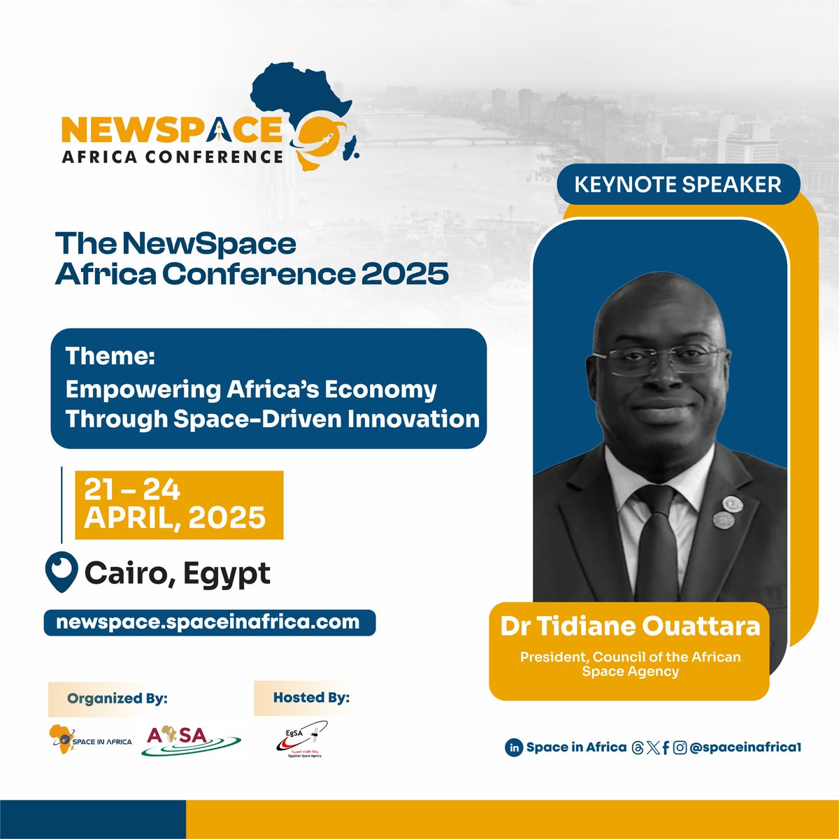 Space In Africa (@spaceinafrica1) on Twitter photo We are honoured to welcome Dr Tidiane Ouattara, President of the Council of the African Space Agency, <a href="/AfSA_AU/">African Space Agency</a>, as a keynote speaker at the NewSpace Africa Conference 2025!
#Newspaceafrica2025 We are honoured to welcome Dr Tidiane Ouattara, President of the Council of the African Space Agency, <a href="/AfSA_AU/">African Space Agency</a>, as a keynote speaker at the NewSpace Africa Conference 2025!
#Newspaceafrica2025