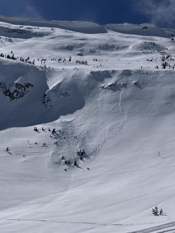Avalanche Forecast 3/10 mtavalanche.com/forecast

Carry rescue equipment and one at a time on steep slopes. Consider the potential outcomes of an avalanche and avoid areas with higher consequence features. The danger is rated MODERATE near W Yell.

📸Slide on Lionhead Ridge