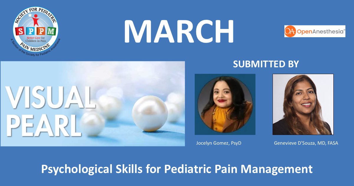 The March Visual Pearl, Psychological Skills for Pediatric Pain Management, educates clinicians, researchers, psychologists, and allied health practitioners interested in pediatric pain management.
View the Pearl: pedspainmedicine.org
#PedsPain #MedicalEducation