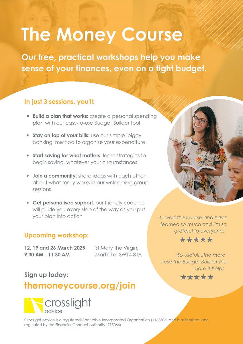 Ruils (@ruils) on Twitter photo <a href="/CrosslightAdv/">Crosslight Advice</a> is putting on a Money Course, aimed at helping you take control of your finances and build a budget that works for you! The first date is this Wednesday 12th March.
Sign up here: themoneycourse.org/join <a href="/CrosslightAdv/">Crosslight Advice</a> is putting on a Money Course, aimed at helping you take control of your finances and build a budget that works for you! The first date is this Wednesday 12th March.
Sign up here: themoneycourse.org/join