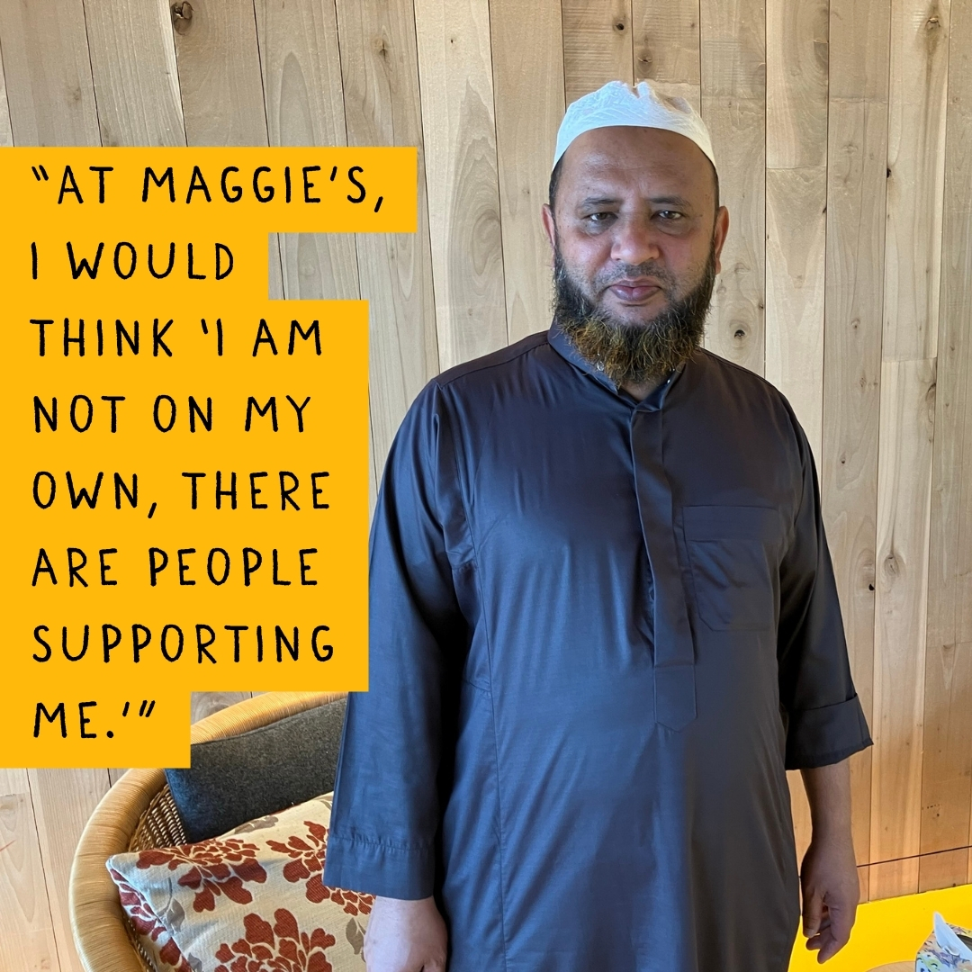 “At Maggie’s, I would think ‘I am not on my own, there are people supporting me.’”

Numan, who was diagnosed with gallbladder and liver cancer shares his story:  maggies.org/about-us/diffe…