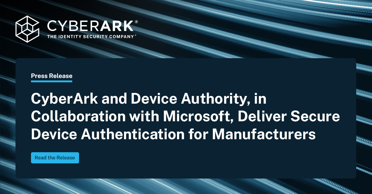 In collaboration with <a href="/Microsoft/">Microsoft</a>, CyberArk and <a href="/DeviceAuthority/">Device Authority</a> have launched a solution that strengthens and scales connected device authentication to enterprise applications with Zero Trust principles. spr.ly/60140Dwzn

#IdentitySecurity #ZSP #cybersecurity