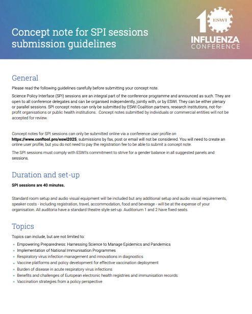ESWInfluenza's tweet photo. 🚨 #ESWI2025 Key Upcoming Deadline
🗓️ 14 March 2025 – Submit your #SciencePolicyInterface concept note!
💡 Don’t miss this chance to contribute to impactful discussions on #Influenza #RSV #COVID19
🔗 Learn more: https://t.co/VuS0KLWjS0 https://t.co/0kKWK4ItH0