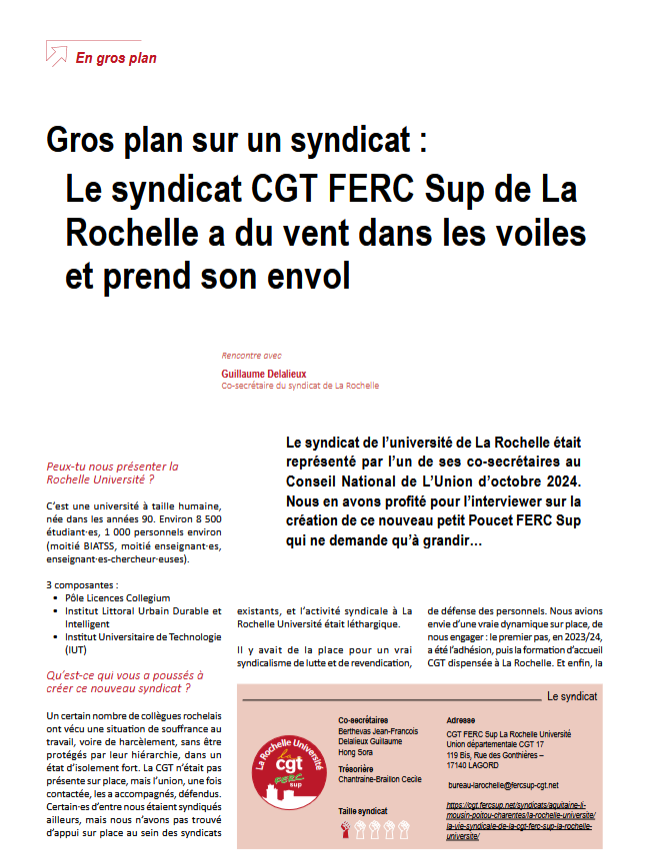 CgtFercSup's tweet photo. L’écho du Sup
Gros plan sur un syndicat : Le syndicat de La Rochelle
#Fercsup #laRochelle #syndicat https://t.co/QDIPj7jzzE