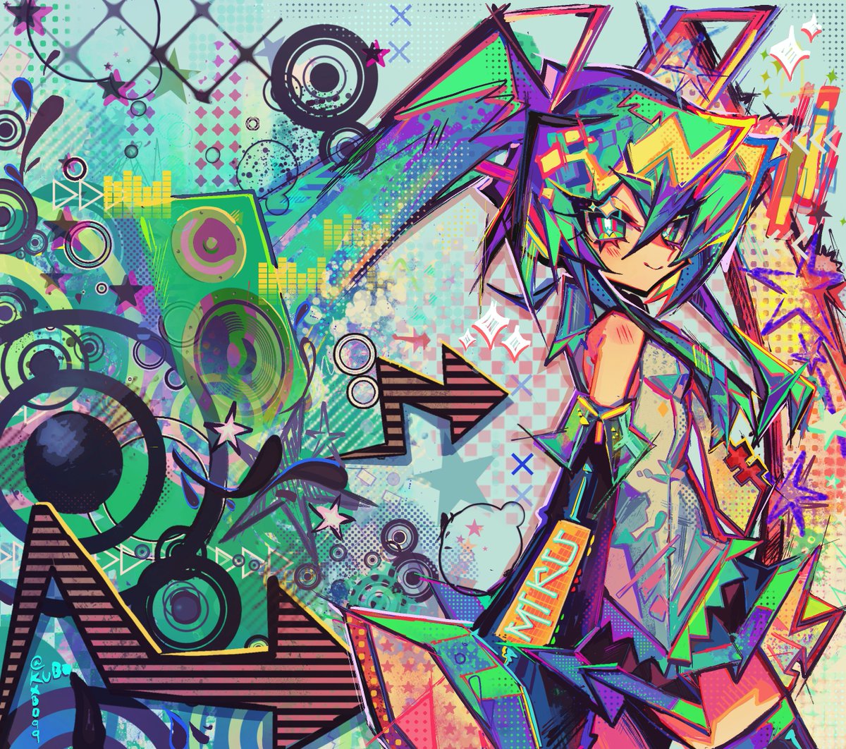 KXBO99's tweet image. (Late) Happy Miku Day! 💙💚🥳

#HatsuneMiku #MikuDay