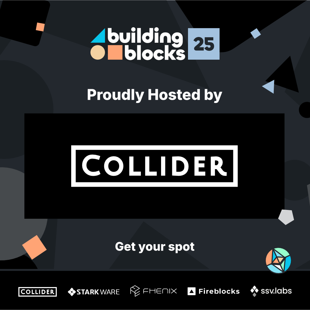 <a href="/FhenixIO/">Fhenix</a> <a href="/StarkWareLtd/">StarkWare 🐺🐱</a> 5/n our main host: <a href="/ColliderVC/">Collider Ventures</a> , the #1 Crypto Venture fund in Israel, and the crazy ones who put the Blocks in Building Blocks and brought it to where it is today.  

We’re honored by their leadership in hosting Israel’s premier Web3 builder conference 🙌