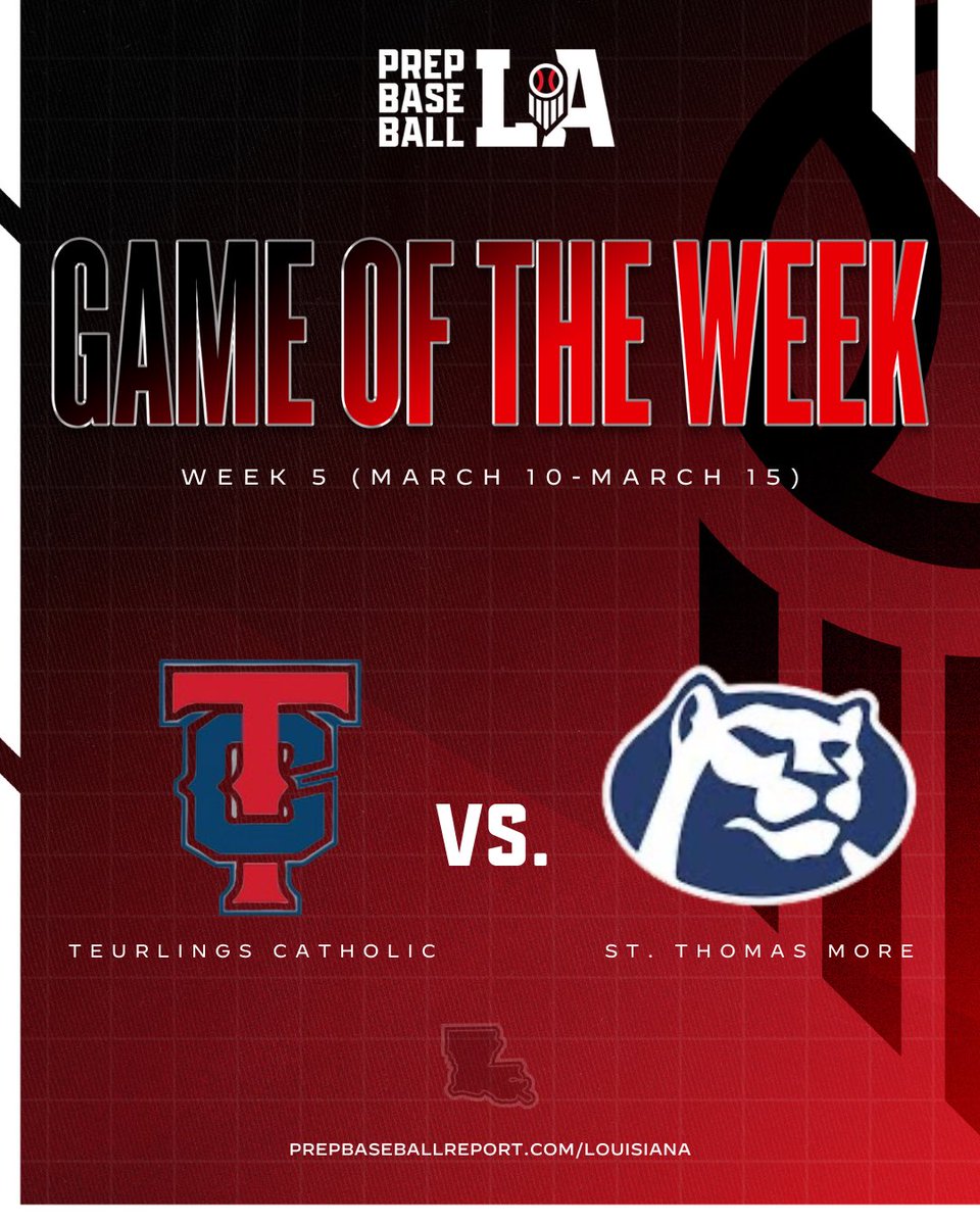 Prep Baseball Louisiana (@prepbaseballla) on Twitter photo π₯ ππΈ πΎπππ π π π₯ππ ππππ
Teurlings Catholic and St. Thomas More are set to battle in our Week 5οΈβ£ Game of the Week.
Full preview on this District 4-4A rivalry with notes, video, & more via the link below ‡οΈ
#BeSeen
<a href="/AlexArmandPBR/">Alex Armand</a>
ποΈ loom.ly/1udHvu8 π₯ ππΈ πΎπππ π π π₯ππ ππππ
Teurlings Catholic and St. Thomas More are set to battle in our Week 5οΈβ£ Game of the Week.
Full preview on this District 4-4A rivalry with notes, video, & more via the link below ‡οΈ
#BeSeen
<a href="/AlexArmandPBR/">Alex Armand</a>
ποΈ loom.ly/1udHvu8