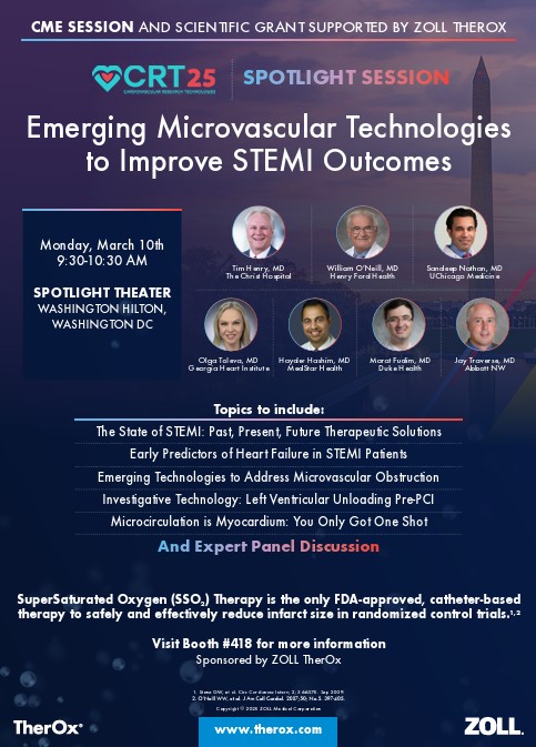 Today's the day! #CRT2025 Spotlight Session featuring this all-star lineup! Come early to grab your seat at this morning's presentation and join us as we advance the #MicrovascularMovement to improve #STEMI outcomes.

#HealingHearts #ThinkTherox