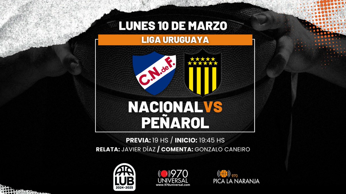 #LUB Lunes de clásico.
Desde las 19 hs estamos en vivo por <a href="/universal970/">970 Universal</a> con todo lo previo, 19:45 hs juegan Nacional-Peñarol.
Lo relata <a href="/javierdiazgamba/">Javier Díaz</a> junto al comentario de <a href="/CaneiroGonzalo/">Gonzalo Caneiro</a>.