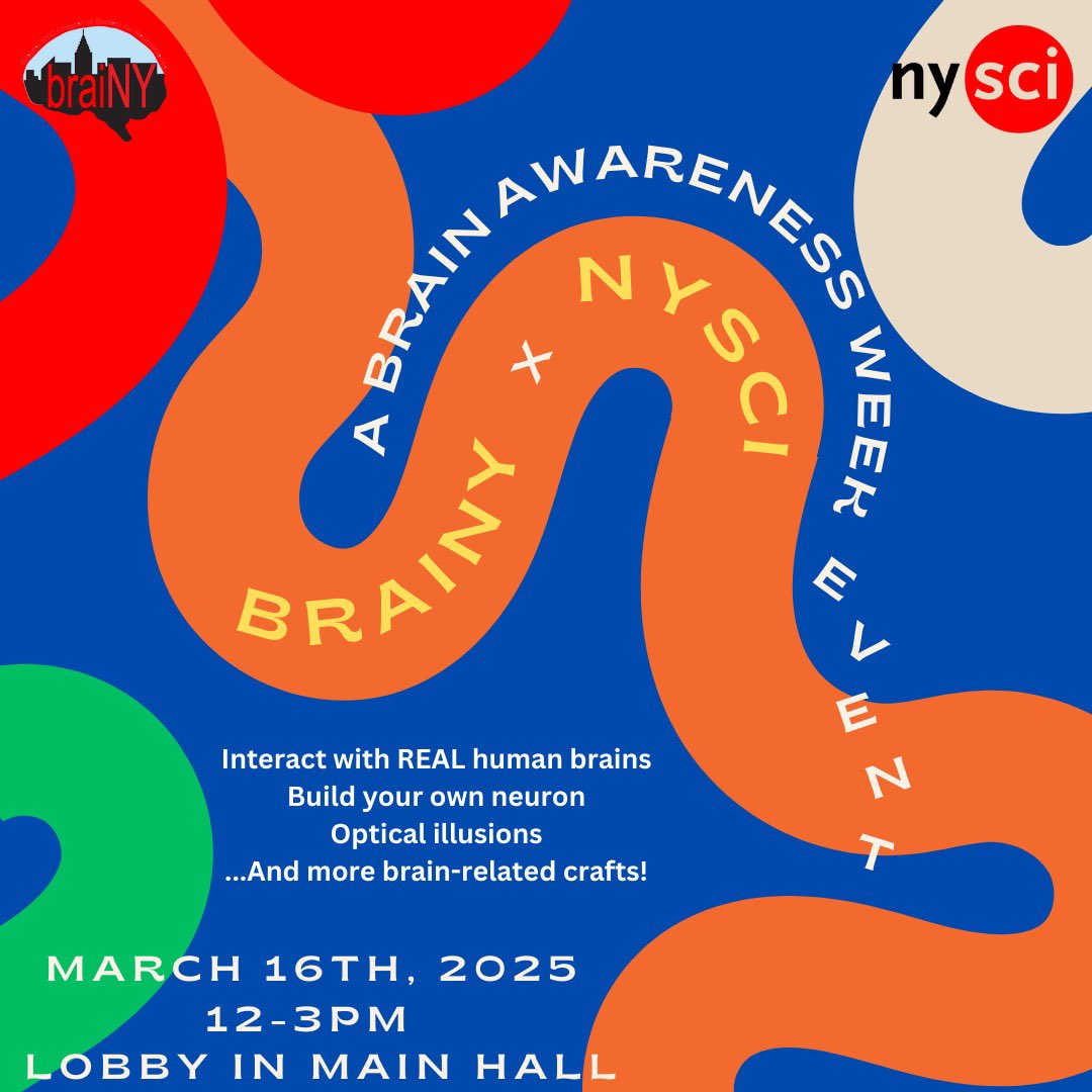 Two wonderful events, perfect for kids of all ages, happening THIS Saturday (<a href="/BioBus/">BioBus</a>) and Sunday (<a href="/nysci/">New York Hall of Science</a>)!! Be sure to stop by with the family and celebrate #brainawarenessweek2025 with BraiNY 🧠