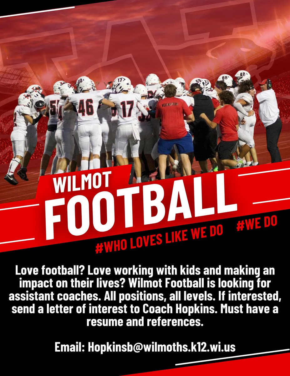 Wilmot_Football's tweet image. 🚨 Attention Coaches 🚨 
#WhoLovesLikeWeDo #WeDo