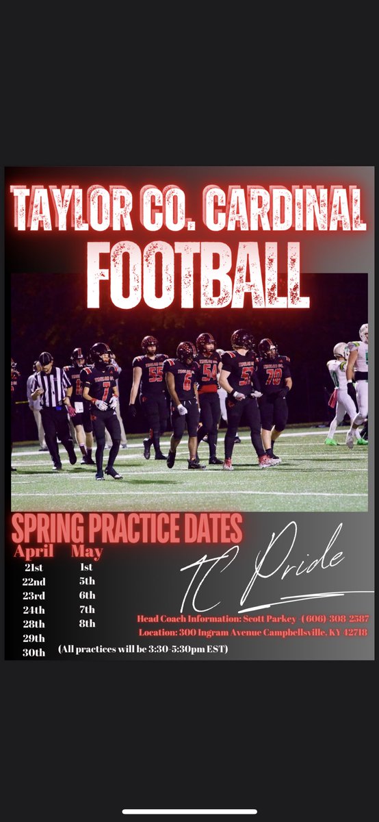 Spring Football is right around the corner! Excited to get things started up in April! All college coaches are welcome to stop by and check out the Cards! #TCPride