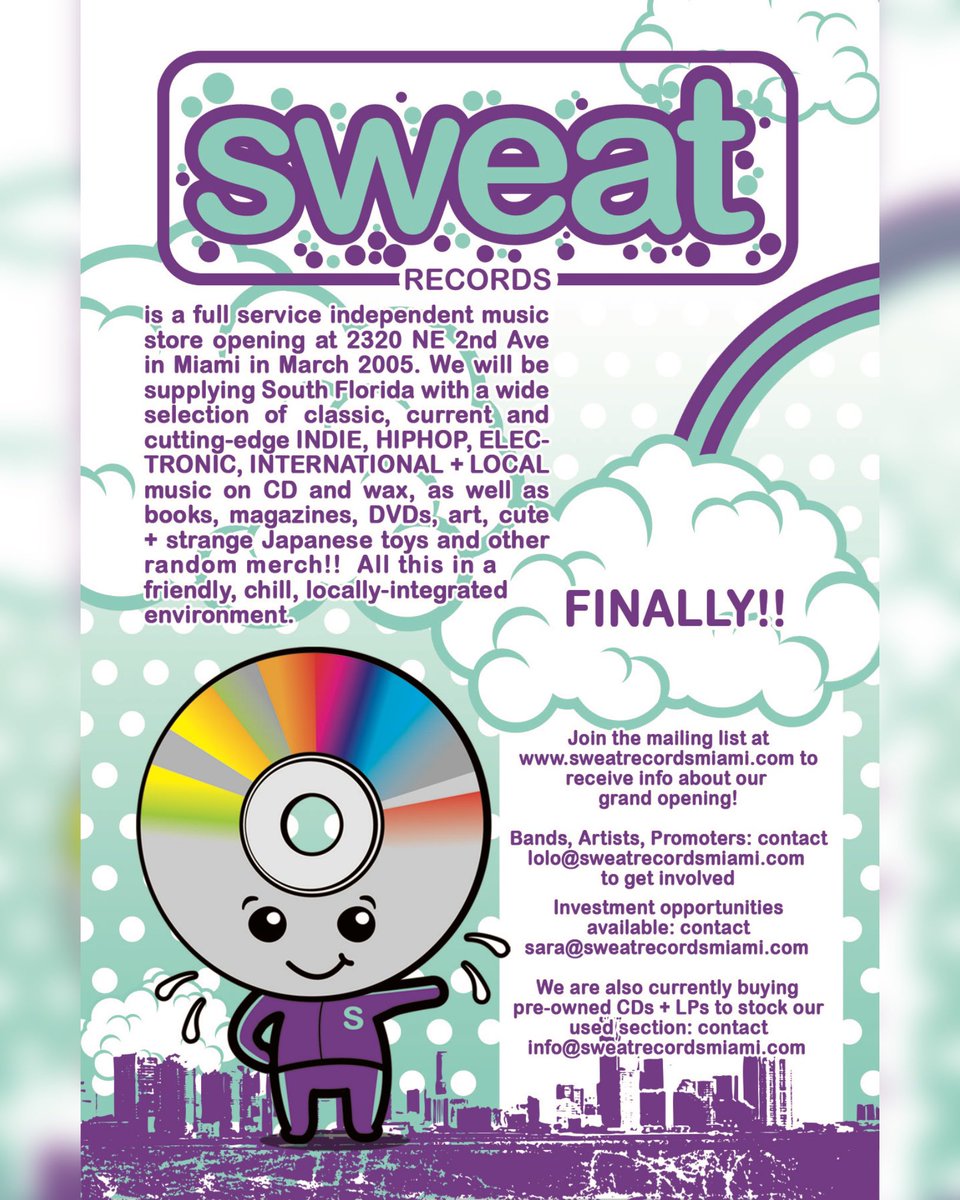 Throwback! Here's Lolo &amp; Sara at Sweat #1 repping the 305 plus our OG "To-Do List" and first flyer! Can't believe this was 20 years ago. Our Edgewater spot didn’t survive Hurricane Wilma, but that led us to Little Haiti, where we've thrived ever since. Come dig—open daily at noon
