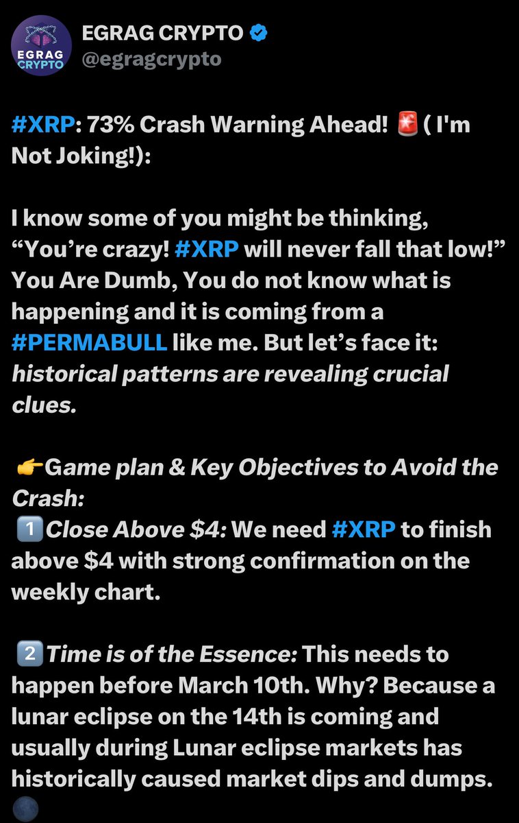 Check the post - I Shared on subscription Section: where again I stated 10th  of March crash 👇