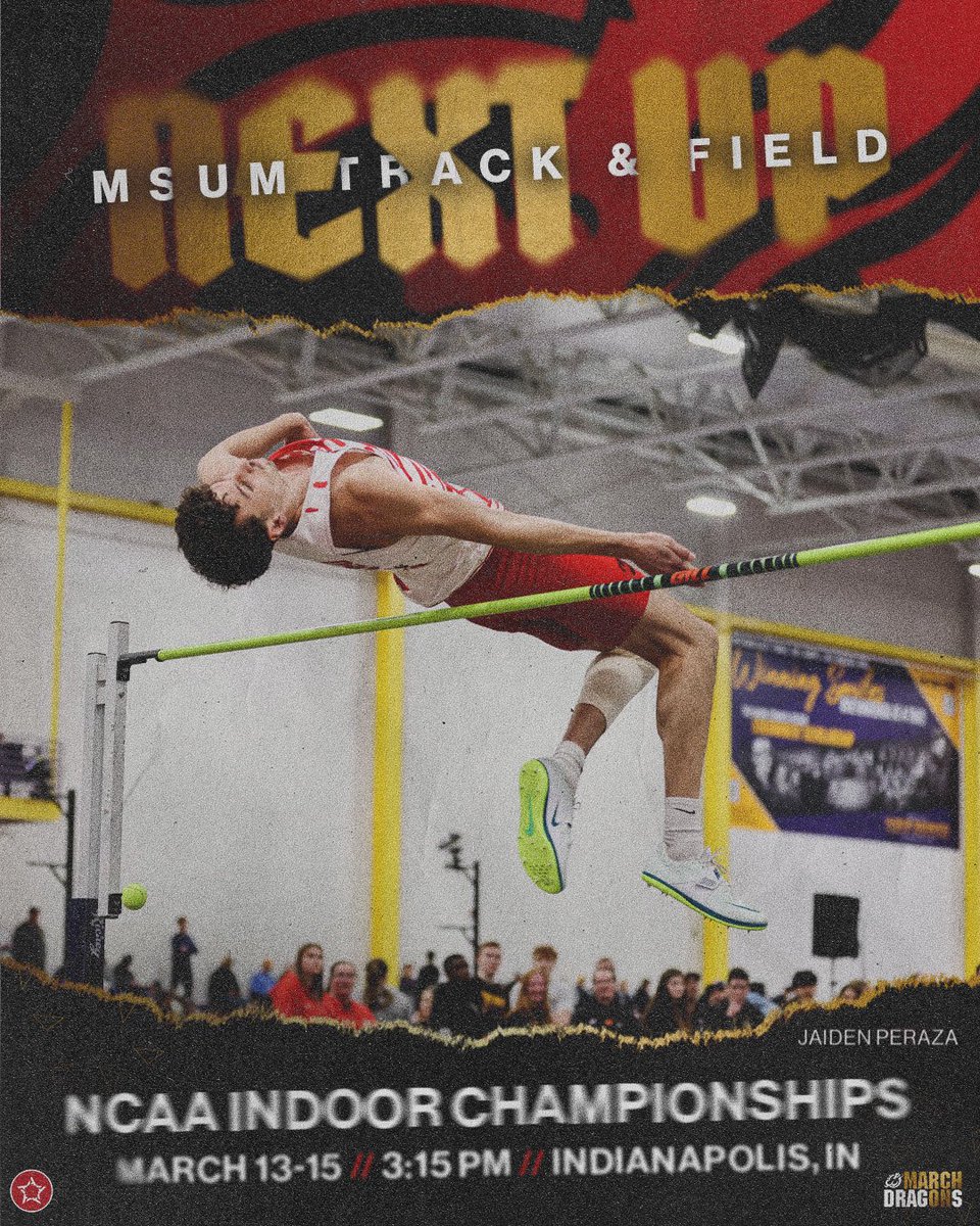 MSUM XC/TF (@msum_xctf) on Twitter photo NCAA AIN’T READY 😤💪
Shavantae Robert’s will run the 60m dash this Thursday at 3:15
Jaiden Peraza will jump the men’s high jump on Friday at 1 pm
Saturday will be finals if either Dragon moves on‼️
ROLL DRAGONS 🤘
📸: <a href="/IAMNOLANP/">Nolan Schmidt</a>
#MSUMDragons #RollDrags #MSUMTF NCAA AIN’T READY 😤💪
Shavantae Robert’s will run the 60m dash this Thursday at 3:15
Jaiden Peraza will jump the men’s high jump on Friday at 1 pm
Saturday will be finals if either Dragon moves on‼️
ROLL DRAGONS 🤘
📸: <a href="/IAMNOLANP/">Nolan Schmidt</a>
#MSUMDragons #RollDrags #MSUMTF