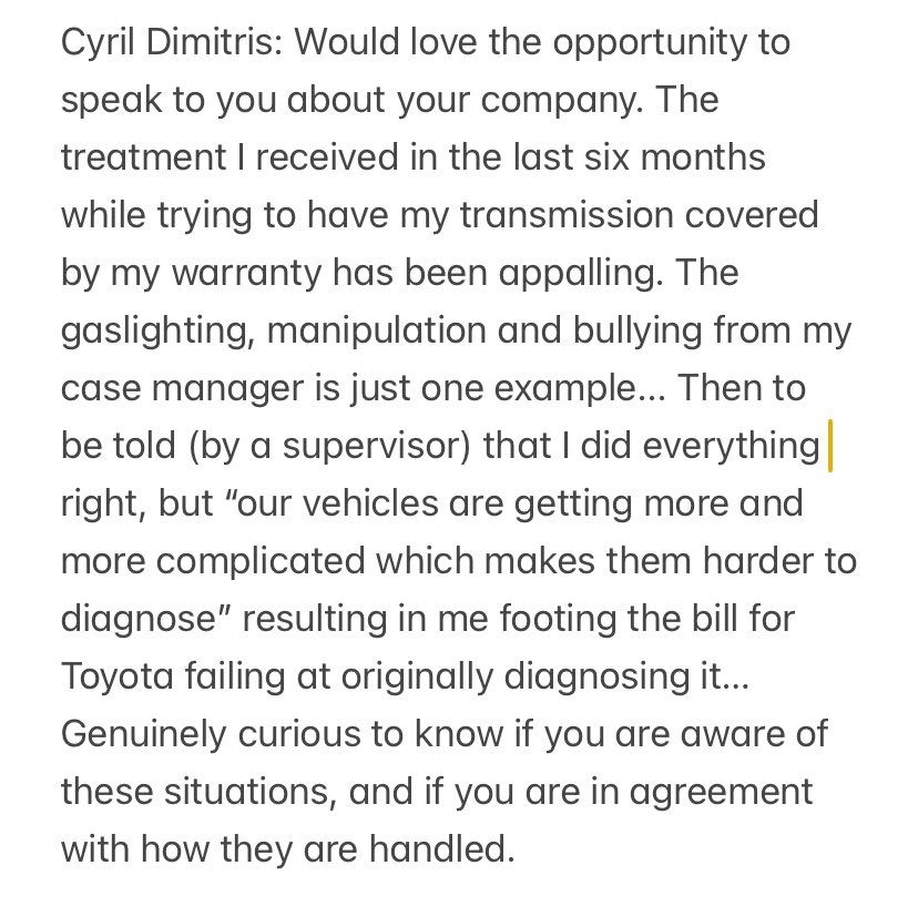 c_daniellemarie's tweet photo. @ToyotaCanada @cbcgopublic @globalnews 

#toyotacanada #CyrilDimitris #toyotahighlander #shouldhaveboughtadodge https://t.co/58wdnaNdJJ